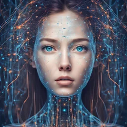 artificial intelligence neural network in the image of a girl