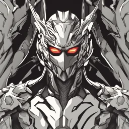 Logo silver skinned anime Dragman cyberpunk with dragon mask in his eyes