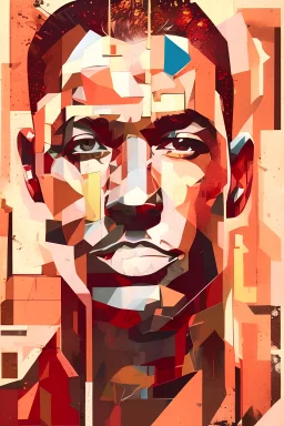 Pop art, Cubist portrait, collage, goldblocks, brutalism, graffiti black and white portrait by Christian Hilfgott Brand, behance contest winner, pop surrealism, behance hd, dc comics, reimagined by industrial light and magic gold