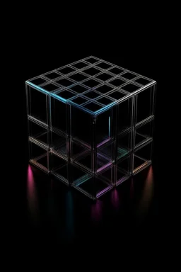 cubo holográfica, fondo negro, cristal. hd, lindos colores.