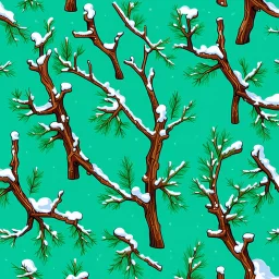 A detailed winter camouflage pattern. various shades of brown, beige, and off-white branches, twigs, and grasses covered in a layer of light gray and white snow. The branches are gnarled and textured, with varying thicknesses and shapes. The snow appears as a soft, subtle coating over the vegetation. The perspective is a close-up view of the camouflage pattern, filled with overlapping details that create a realistic representation of a wintry forest scene. muted colors, seamless tile