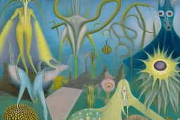 the surreal gardens of heavenly delights by artists "Kay Sage" and "Bridget Bate Tichenor" and "Leonora Carrington"