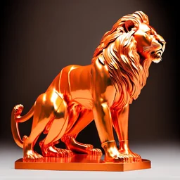 orange color metallic statue of a lion