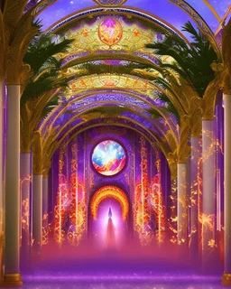 Enter the majestic pavilion, where the atmosphere pulses with the potent power of the crown chakra. Radiant hues of violet and white intertwine, igniting a profound sense of divine connection. The air crackles with spiritual energy, awakening higher states of consciousness. A gentle breeze carries the whispers of universal wisdom, transcending earthly limitations. Within this empowering sanctuary, clarity and enlightenment abound. The atmosphere feels electric, infusing you with a deep sense of