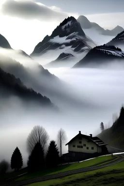 Winter fog crawls over Wasserflue mountain located in northern Switzerland.