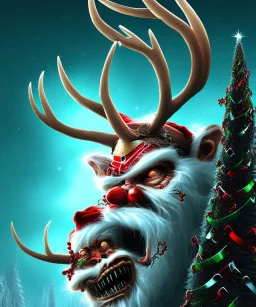 Creepy Christmas beast reindeer,horror , dark fantasy