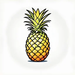 2D vector graphic of pineapple, primary color, simple photo, for kid, white background