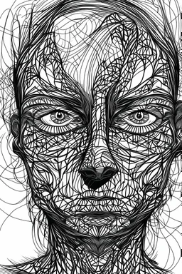 Black and white complex sketched face