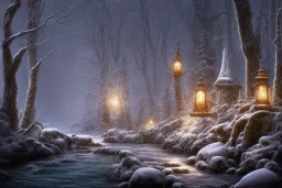 RIVER ROCK FOREST WINTER LANTERN