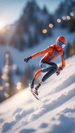 spider ski jumper in it, bokeh like f/0.8, tilt-shift lens 8k, high detail, smooth render, down-light, unreal engine, prize winning