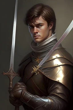 noble swordman with rapier short brown hair