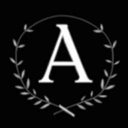 2 branches(crossed at bottom, arching upward wreath), Letter A in Middle, delicate linework(romantic), sharp image, white vector on black background