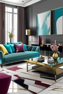 Luxe Elegance: An elegant design featuring luxurious materials, slim lines, and vibrant colors