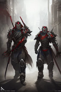 Fully armored cyberpunk samurai, photorealistic