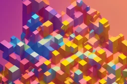 3D colorful geometric installation, simplistic, studio lighting, C4D, 16k, Behance, Artstation, centered, top down camera, vibrant