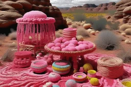 A pink woolly wonderland designed in Navajo baskets painted by Vincent van Gogh