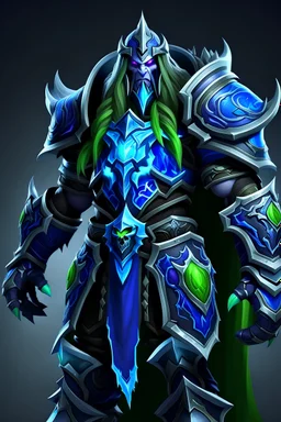 Lord Arthas from Warcraft 3 with blue, purple and green colours
