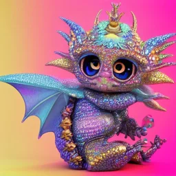 cute, adorable baby dragon made of crystals and gems, glittery scales, iridescent wings, pot belly, large eyes, sitting on a cloud of cotton candy, muted rainbow colors, intricate, fine detail, 8k, sharp, crisp, high-quality, 3d octane render, brian froud, howard lyon, selina french, anna dittmann, lisa parker, greg rutowski, alphonse mucha