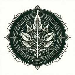 Asian style, mystical simple one color Logo: chronos, botanical style