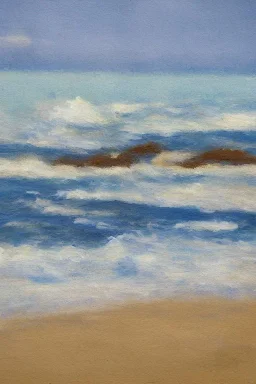 Impressionist painting of a beach