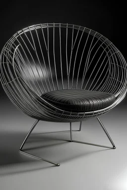 a chair that is mostly round but has a mostly regular chair that looks like it's made out of wires
