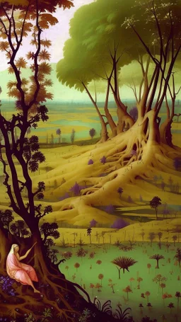 The 1001 nights and The life of plants is now hidden In these purple trees and flowers and strange stumps of branches, How dare you let this beauty forest,Your precious soul, Go, so that she would wander the world, Bruegel painting style