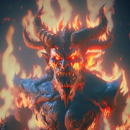 giant fire demon lord, unreal engine 5, 8k resolution, photorealistic, ultra detailed