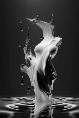 AI black body glass water art realisticv2 surrealism 4k resolution white blackground white