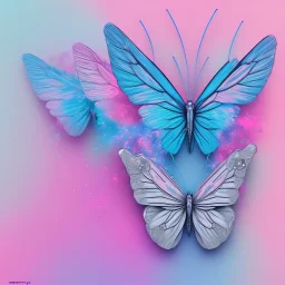 pastel colors, blue, pink, white, butterfly