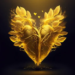 golden electric heart with tree wings