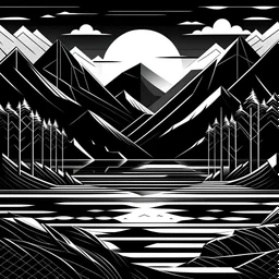 recreate this image in vector lines in black and white