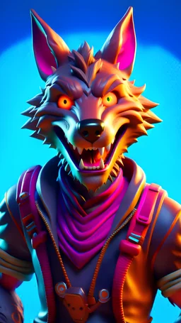 happy gentle kind grinning werewolf, smiling eyes wide open: daytime: Fortnite, Fortnite character, 3D, 3d character design, Epic games, Airborn Studios, Concept art, Stylized art, Highly-detailed, smooth finish, Textured, Vibrant, Cartoonish, Dynamic lighting, Trending on Artstation