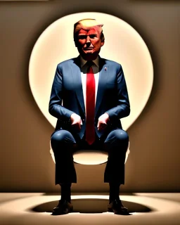 Donald Trump sitting in toilet scene, without pants, realistic image, hooper style, casual, concept art, smooth, unreal engine 5, god lights, ray tracing, RTX, lumen lighting, ultra detail, volumetric lighting, 3d.