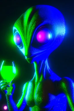 partying alien ,3d 4k octane render, smooth, sharp focus, highly detailed, unreal engine 5,