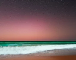 Night, stars, beach, calm, small waves, cool colors