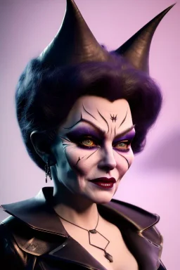 Mae West as evil queen in black leather, leather, busty, cleavage, angry, stern look. character design by cory loftis, fenghua zhong, ryohei hase, ismail inceoglu and ruan jia. unreal engine 5, artistic lighting, highly detailed, photorealistic, fantasy