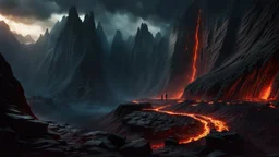 The Valley of the shadow of death. a crack in the cliff walls full of burning magma. dark fantasy concept art, exquisite realism, a masterpiece, dynamic lighting, hyperdetailed, intricately detailed, deep color, Unreal Engine, volumetric lighting , Epic cinematic brilliant stunning intricate meticulously detailed dramatic atmospheric maximal,