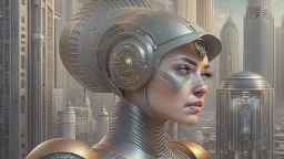 Metropolis like female android with open circuit