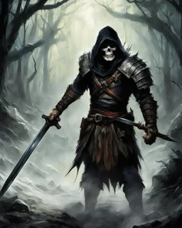[The evil dead, in the jungle] Bone Helm charged his opponents with spinning blade and spinning flail at speeds too quick for the eye. His wicked tools traded hands with a grace and fluidity that left his foes entranced or confused. Did one prepare to parry the flail? Deflect the blade? Many were so mesmerized or frozen with fear.