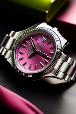 Imagine a pink Rolex watch, an embodiment of timeless luxury. Its smooth, flawless design is like a work of art, something to be admired for generations."