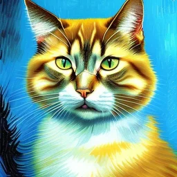 Portrait of a cat by Van Gogh