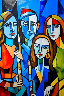 picasso style cubism 5 people