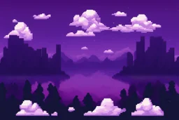 Symmetric Purple SKY WITH CLOUDS BACKGROUND Pixel Art