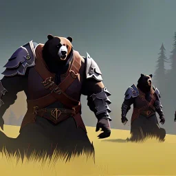 bears in knight armor fighting