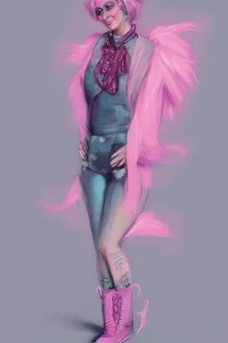 Portrait lady, full body shot, full-color long shot PastelPunk