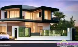 a futuristic house architecture tesla _ style rendering octane, exterior, hd, hyperrealistic, intricate details, high quality
