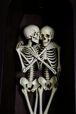 2 Skeletons Hugging inside a Coffin
