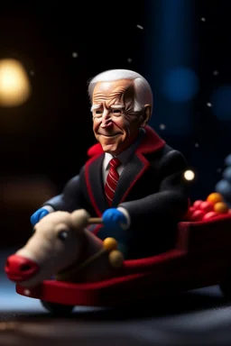 jo biden as santa with sleigh, zeiss prime lens, bokeh like f/0.8, tilt-shift lens 8k, high detail, smooth render, down-light, unreal engine, prize winning