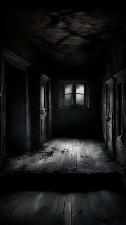 Creepy room of old house on a black background