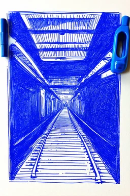 Metro dessiné au stylo Bic bleu